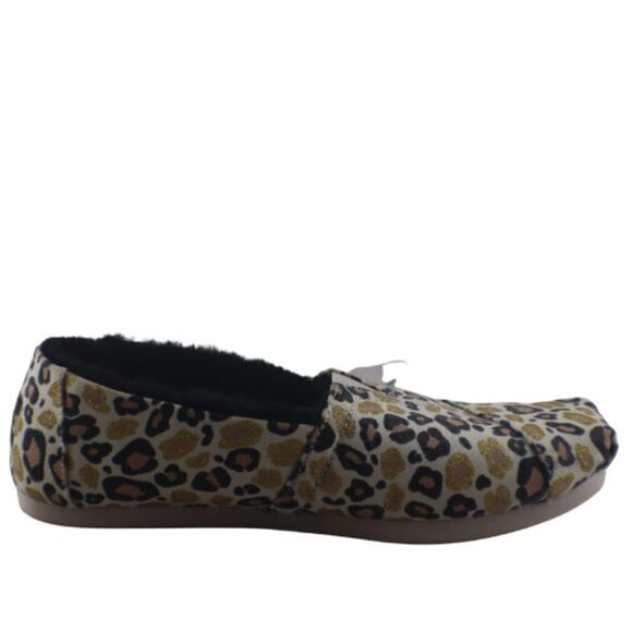 TOMS Alpargata Women Size 7 Natural Gold Glitter Cheetah Slip On Fuax Fur Flats - Picture 7 of 10